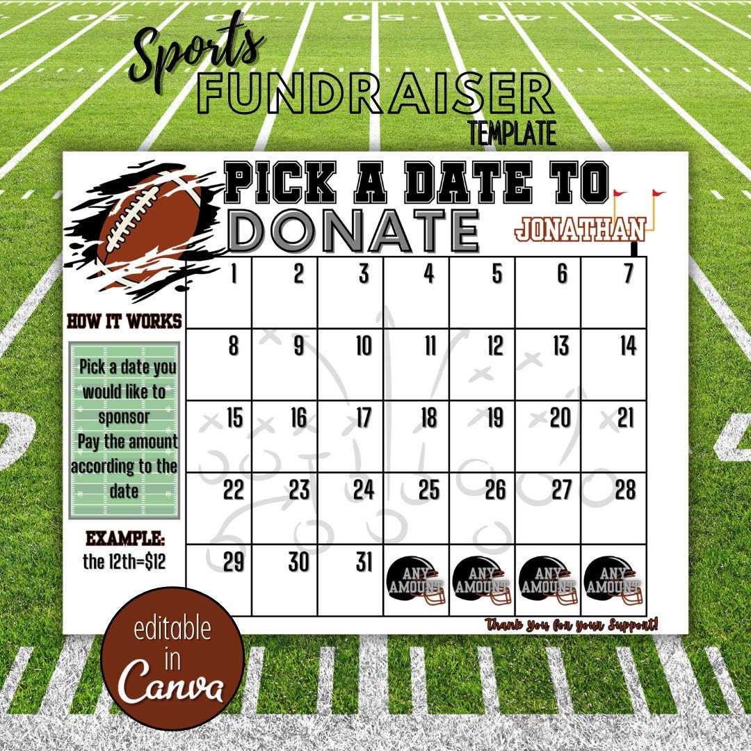 Editable Football Calendar Fundraiser Template Clear the Board Editable Football Calendar Fundraiser Template Clear the Board