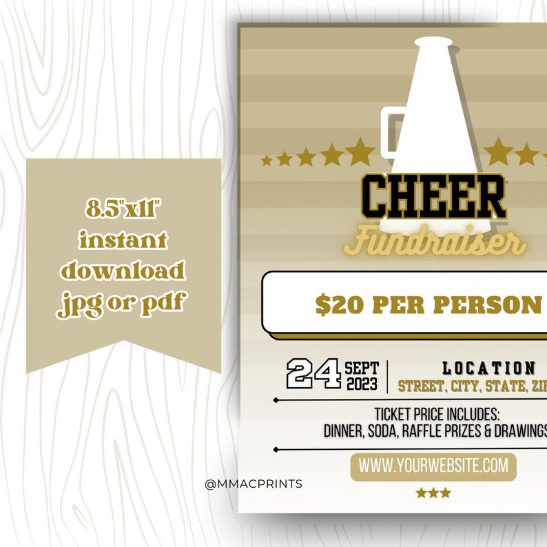 Custom Cheerleading Fundraiser Flyer, Printable Flyer, Canva Template