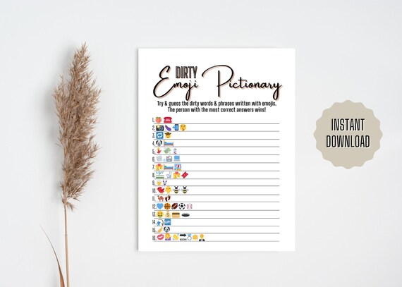 Dirty Emoji Pictionary Dirty Riddles Bachelorette Party Game - Etsy ...