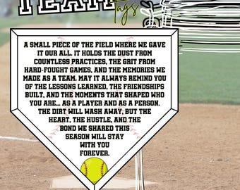Jar of Dirt SOFTBALL Girls Team Printable Instant Download Digital Art Motivational Memory Sentimental Quote Sign Senior Gift