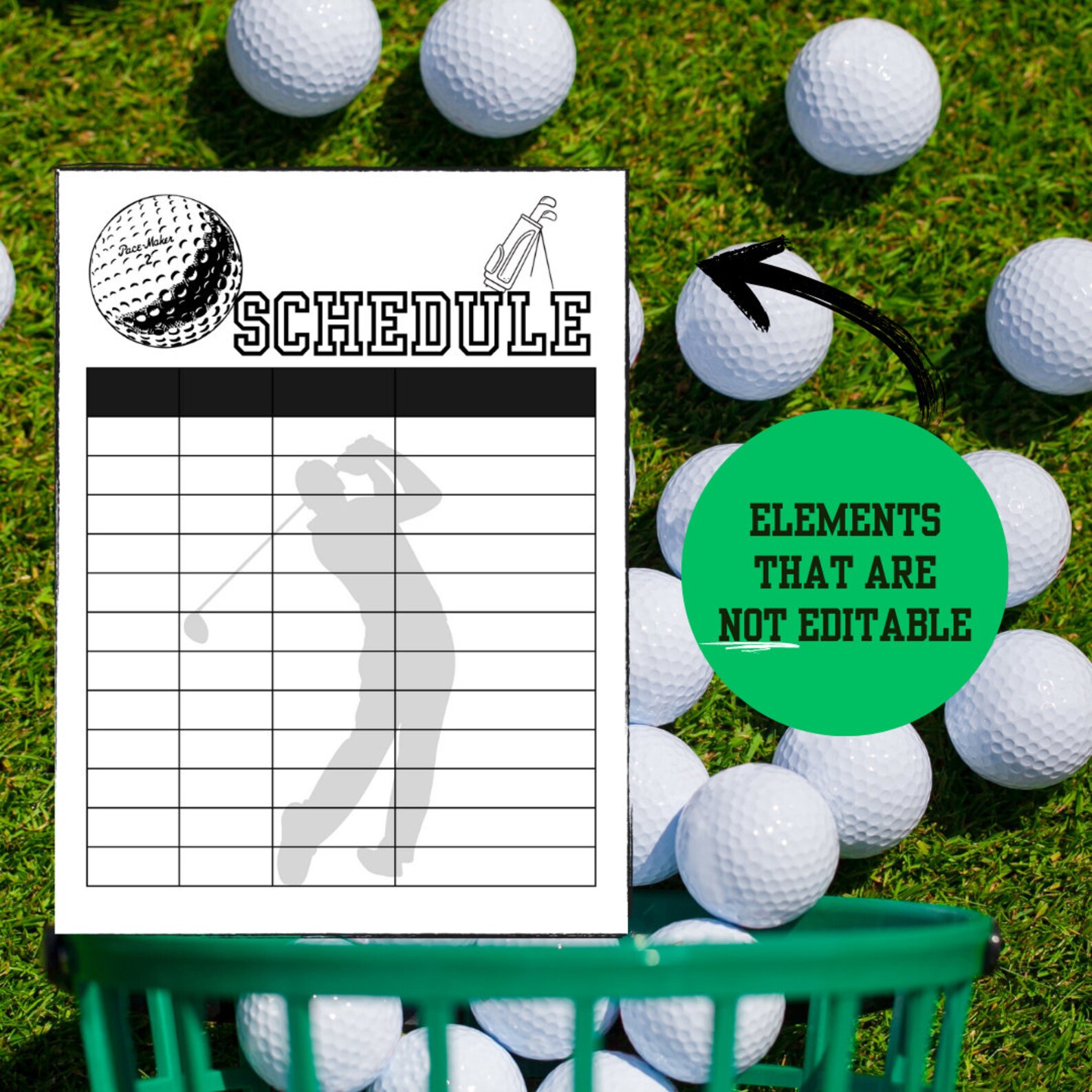 Editable Golf Snack Sign up Sheet, Golf Schedule Canva Template