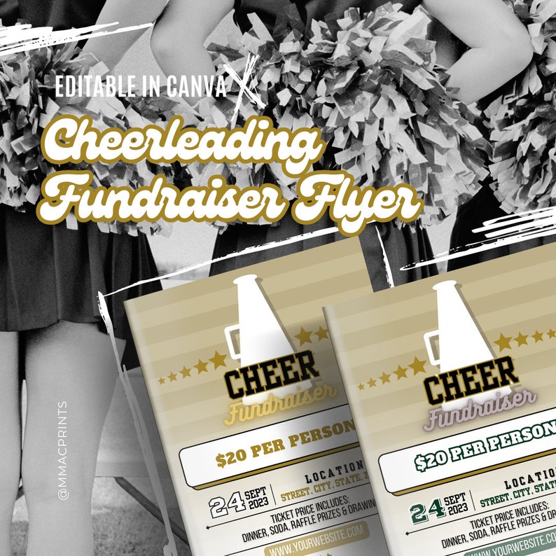 Custom Cheerleading Fundraiser Flyer, Printable Flyer, Canva Template