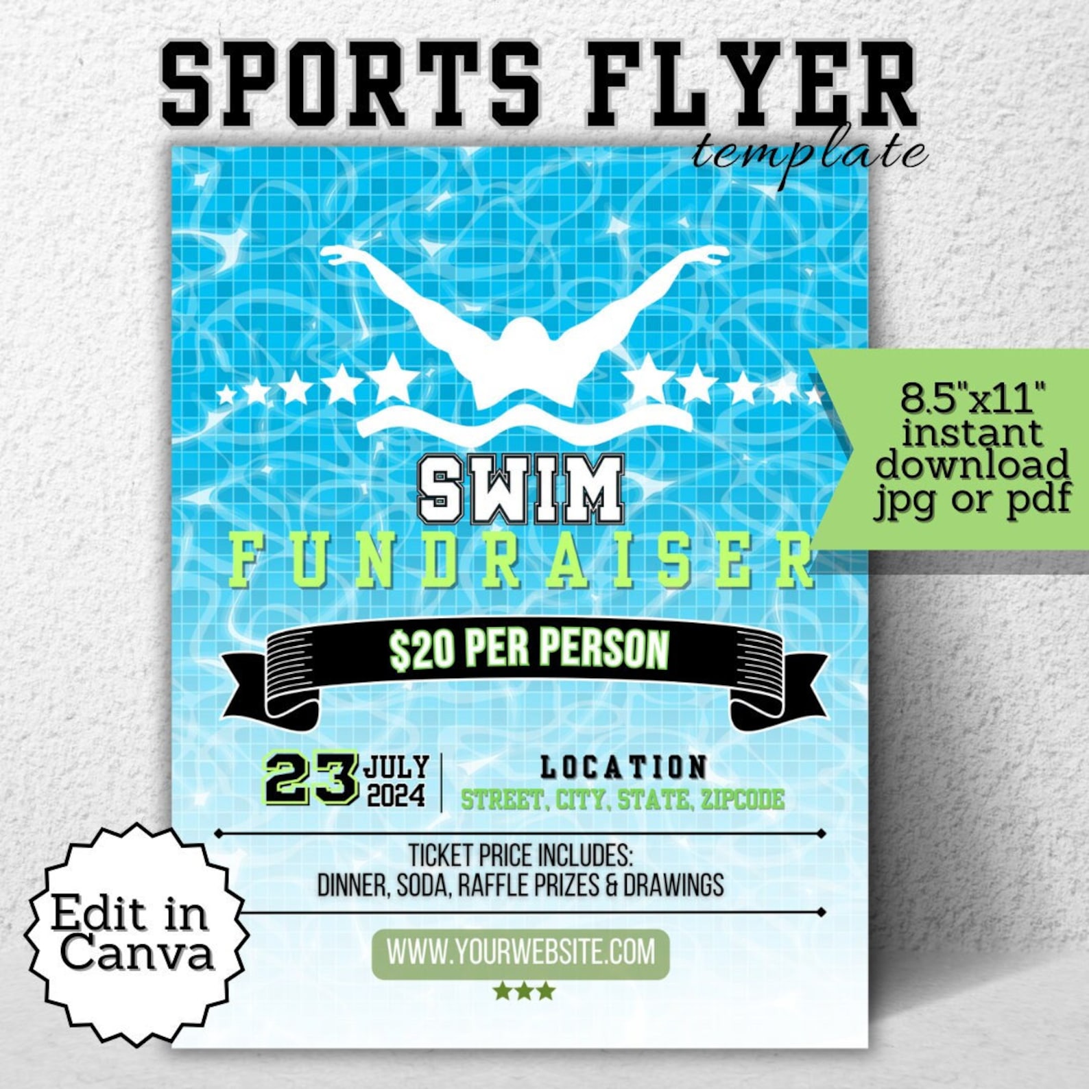 Swim Meet Fundraiser, Summer Sports, Instant Download, Swim Team ...