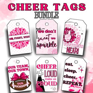 Cheer Tag Bundle of 6, Cheerleader good luck treat tag, Cheer Team Printable Duck Tag, Cheer Gift ideas INSTANT DOWNLOAD