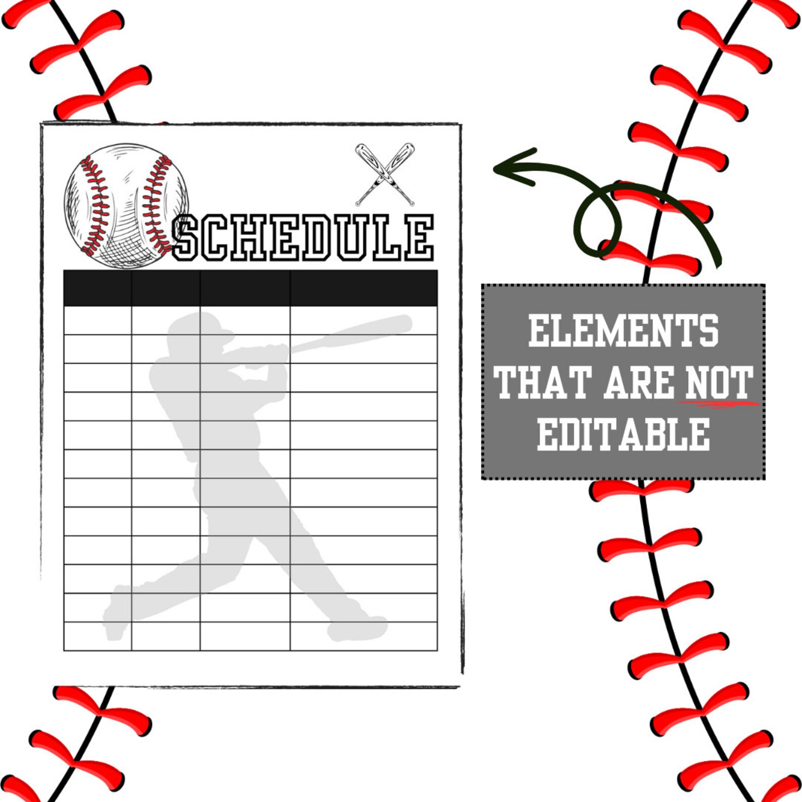 Editable Baseball Team Snack Sign up Sheet, Tball Schedule Canva