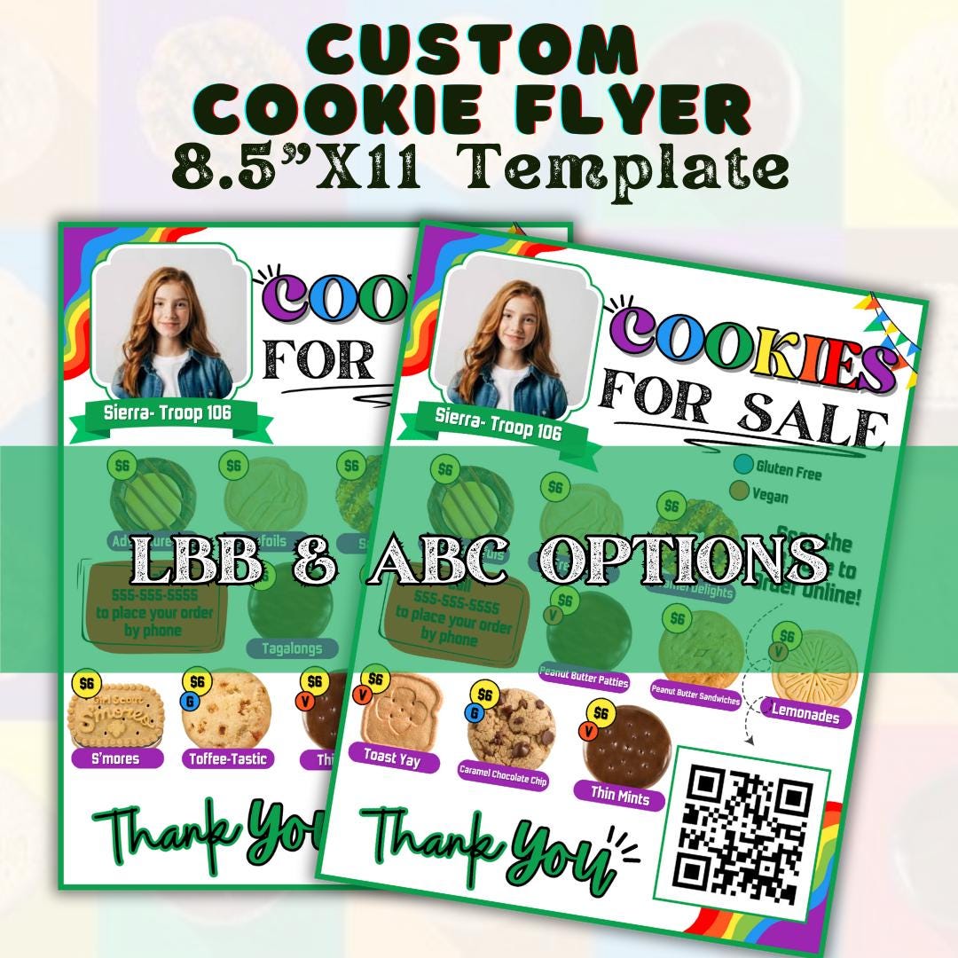 Editable Scout Cookie Sales Flyer 2025 | QR Code for ABC & LBB Cookies ...