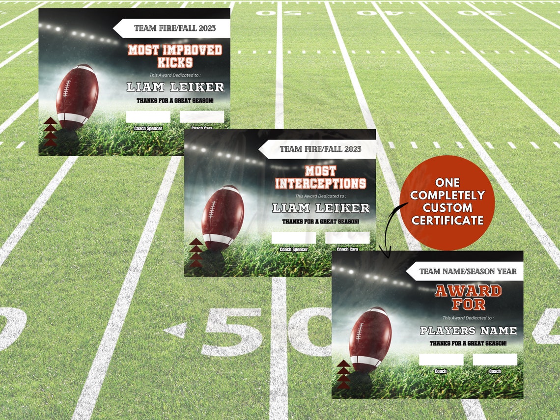 Editable Football Award Certificates, Award Ceremony Certificates, End