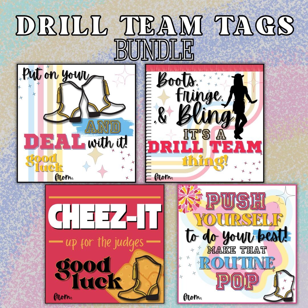 Drill Team Tag Bundle of 4, Cheerleader Good Luck Treat Tag, Drill Team ...