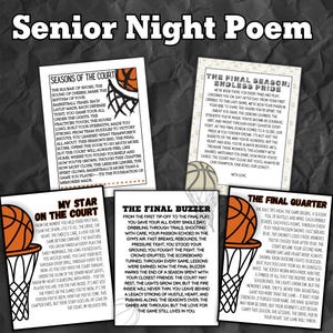 Poemas de regalo para la noche de graduación de baloncesto, cartas para la noche de graduación de mamá, papá y padres, poemas de baloncesto, banquete de fin de temporada, impresión de graduación