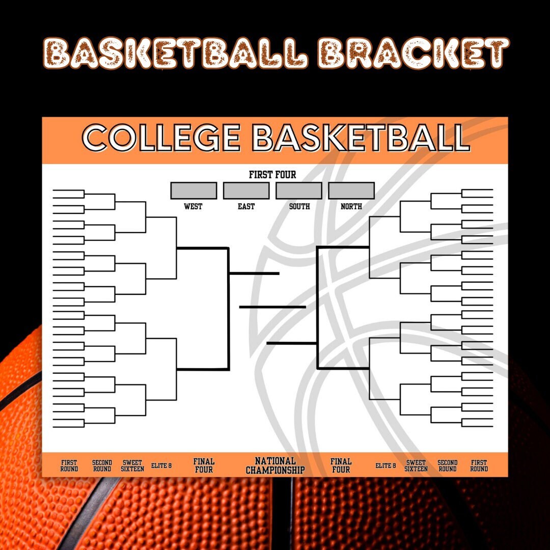 College Basketball Bracket Printable, NCAA Brackets, Instant Download ...