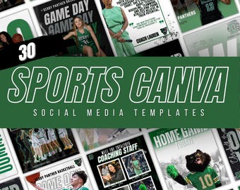 Sports Social Media Templates | 30 Editable Canva Templates | Athletic Instagram & Facebook Posts | Editable Team Marketing Graphics