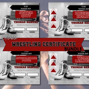 Editable Wrestling Award Certificates, Award Ceremony Certificates, End of Season Wrestling Award, Wrestling Team Printables,Edit with Canva