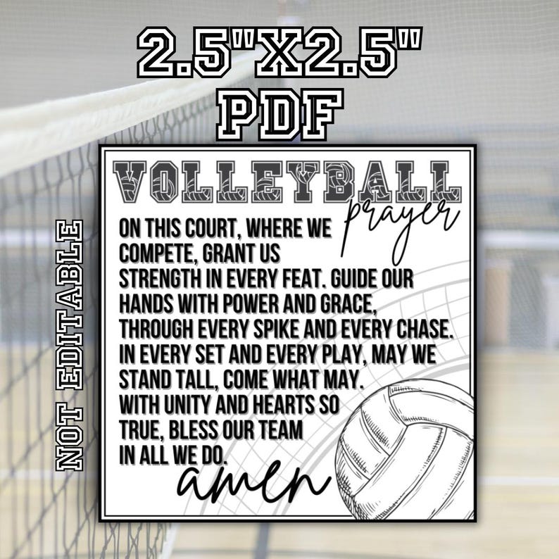 Volleyball Treat Tags Prayer Tags Volleyball Prayer Game Day Prayer