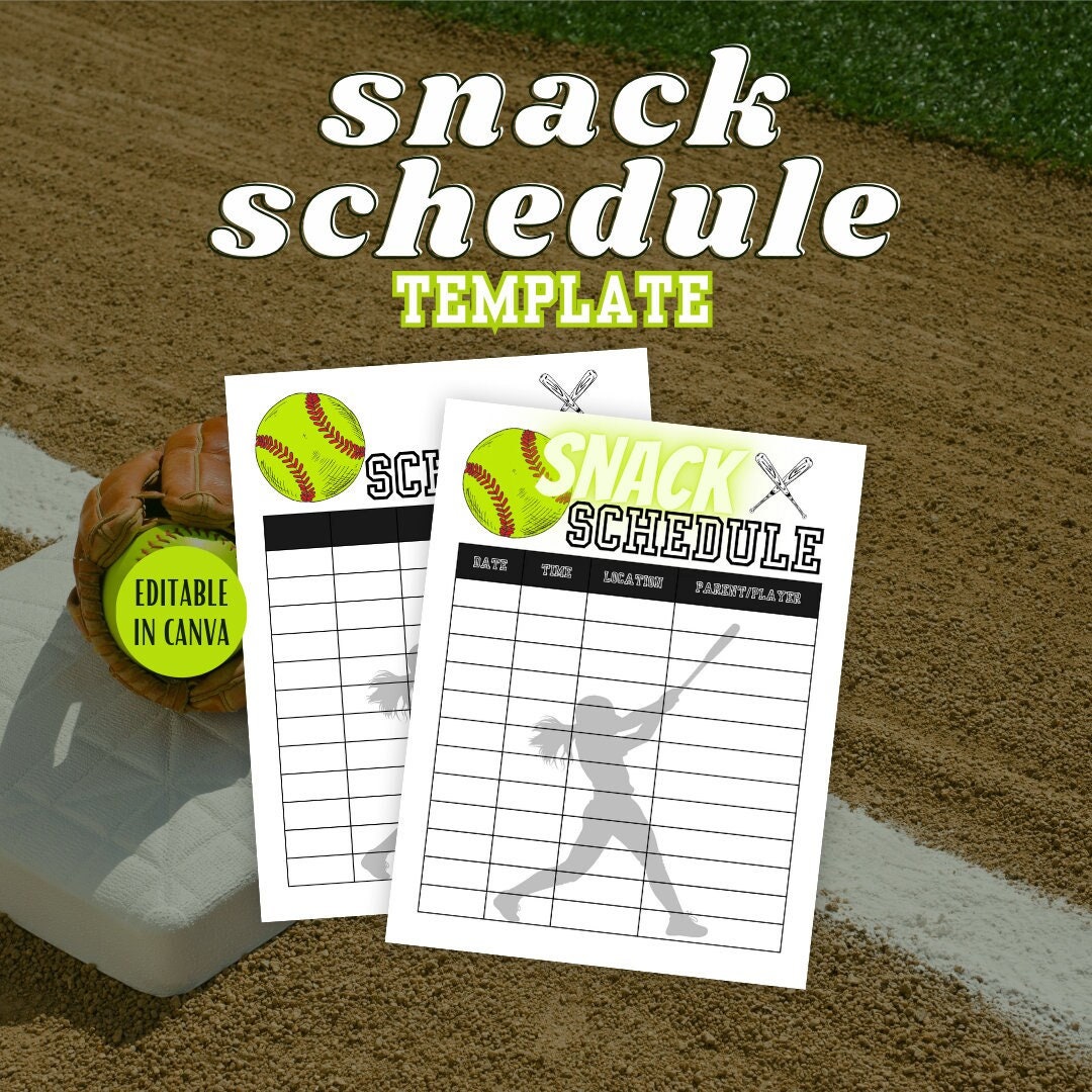 Editable Softball Team Snack Sign up Sheet, Softball Schedule Canva ...