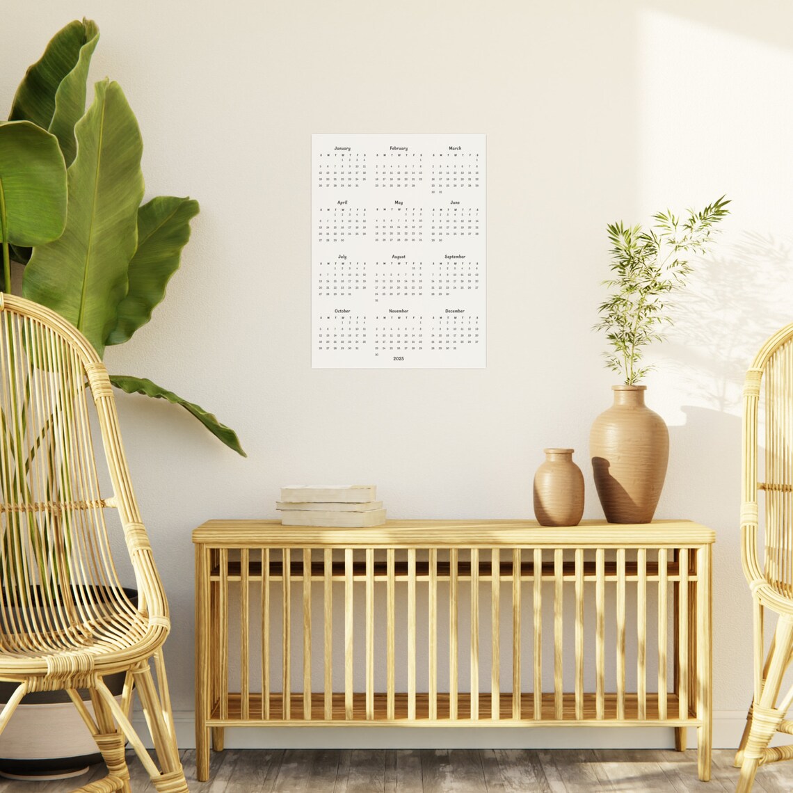 2025 Year at a Glance Wall Calendar - Foam Board - Etsy