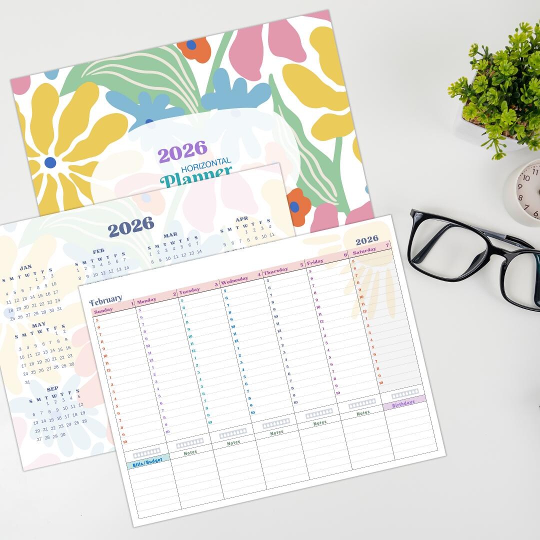 2026 Floral Weekly Planner - Physical Organizer for Time Management ...