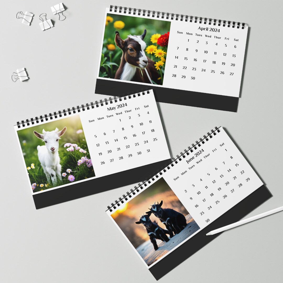 Kitchen Calendar Flip Calendar 2024 Goat Desk Calendar Etsy