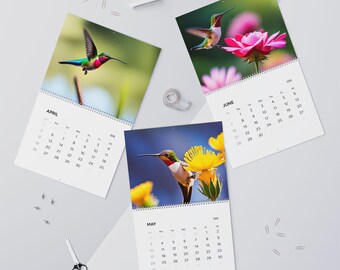 Calendario de pared de colibríes 2026 – Ilustraciones artísticas de aves
