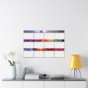 Yearly Wall Planner - yearly wall planner - Giant Wall Calendar - 12 Month Calendar - Command Center - Large Wall Planner - Matte Paper