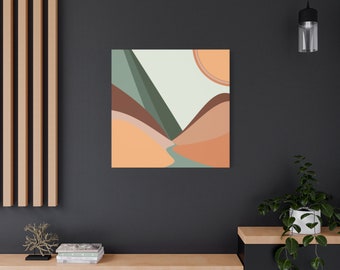 Boho Desert Landscape Canvas Wall Art: Modern Abstract Decor
