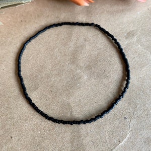 Beaded bracelet minimalist black Miyuki beads