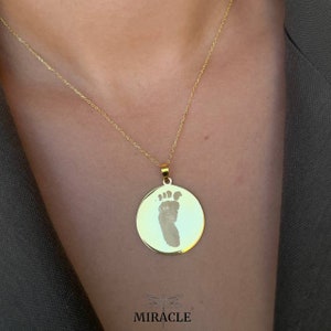 Baby Footprint Necklace | Handprint Art Jewelry |New Mom Baby Keepsake Gift | Baby Announcement Gift