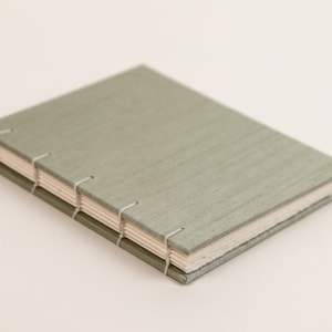 Handmade Sketchbook, Mixed Media Art Journal, Arches Paper, Travel Notebook, Mint Silk Book Cloth