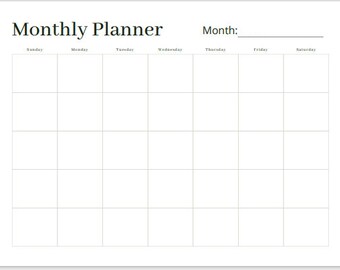 Undated Plain A4 Monthly Planner