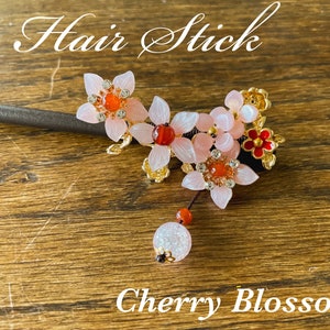 Wooden hair stick - Cherry Blossom - Wooden hair stick -  Wood Handcrafted