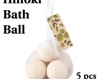 Reusable Hinoki Wood Bath Ball Set (5 pcs) – Natural Cypress Aroma