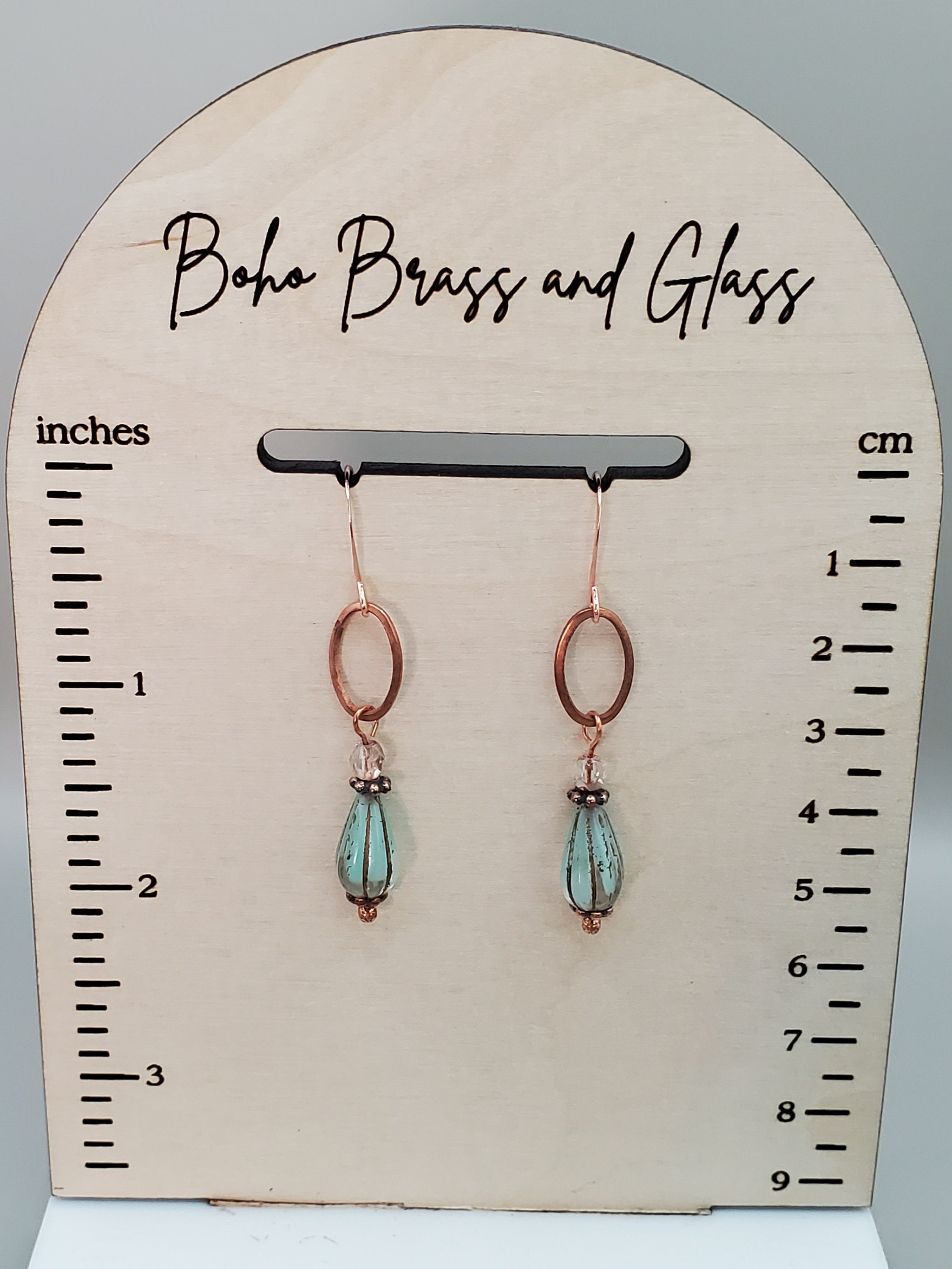 Antique Copper and Mint Green Melon Czech Glass Teardrop Etsy