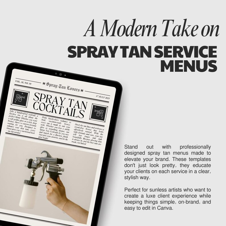 Spray Tan Service Menu Template: Customizable Canva Design (11x17 ...
