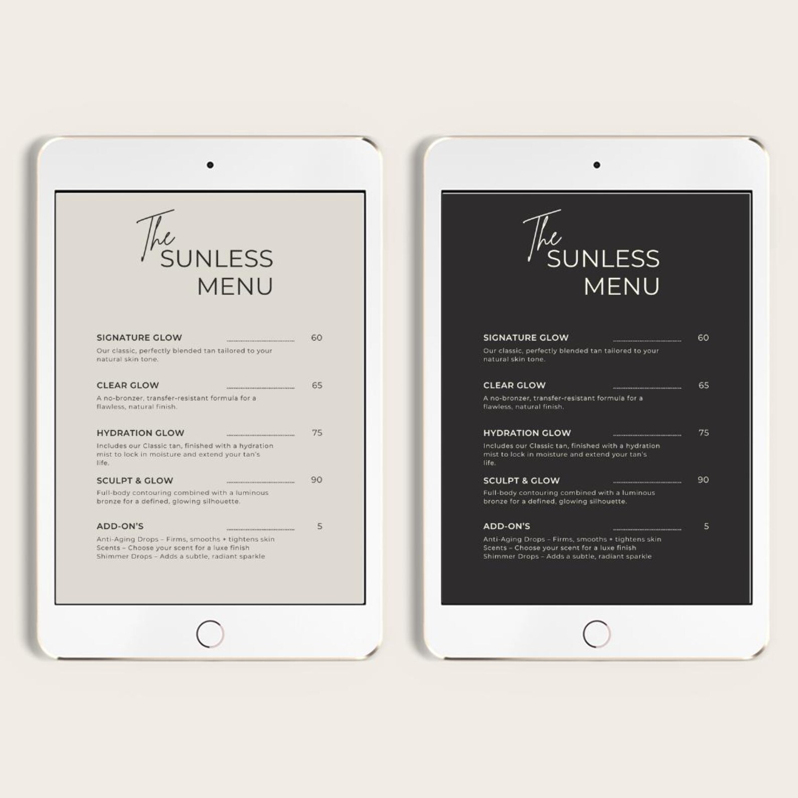 Spray Tan Menu Template: Customizable Pricing, Canva Editable (8.5 X 11 ...