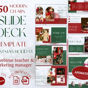 Fully Animated Simple Webinar Presentation Template For Christmas Winter Project For Teachers, Non-Profit Staff Editable on Canva Slide Deck