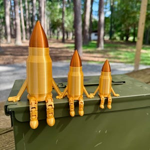 Bullet Buddy – 3D Printed Articulated Bullet Toy | Gun Lover’s Gift | Ammo Box or Safe Decor | Fun Hollow Point, FMJ Styles, Tracer, Rifle | Rifle