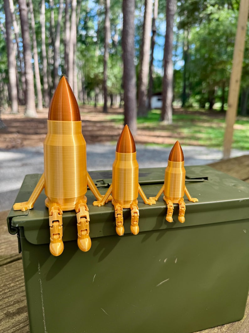 Bullet Buddy – 3D Printed Articulated Bullet Toy | Gun Lover’s Gift | Ammo Box or Safe Decor | Fun Hollow Point, FMJ Styles, Tracer, Rifle | Rifle