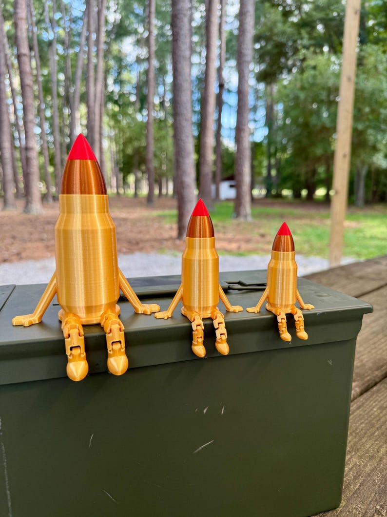Bullet Buddy – 3D Printed Articulated Bullet Toy | Gun Lover’s Gift | Ammo Box or Safe Decor | Fun Hollow Point, FMJ Styles, Tracer, Rifle | Tracer