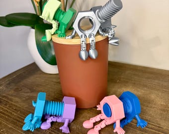Couple scandaleux d'écrous et de boulons | Un compagnon de bureau romantique et ridiculement mignon | Cadeau drôle de couple | Décoration d'étagère imprimée en 3D | Scandaleux