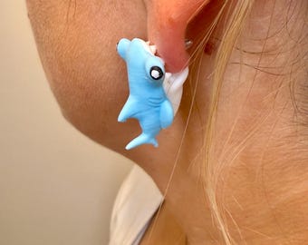 Hammerhead Shark Chomper Earrings – Fun 3D Printed Shark Jewelry for Ocean Lovers, Divers, and Marine Life Fans