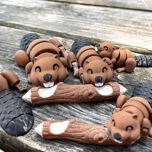 Articulated Beaver Fidget Toy with Log | ADHD fidget toy | Perfect for Anxious Hands, Focus & Gift Giving | Log Rat | 3D printed
