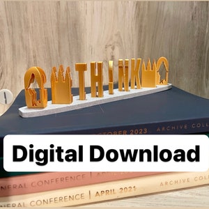 Descarga digital: Modelo de ilusión de dos letras "Think Celestial" imprimible en 3D / Archivo STL inspirado en el discurso del presidente Nelson / Color dual