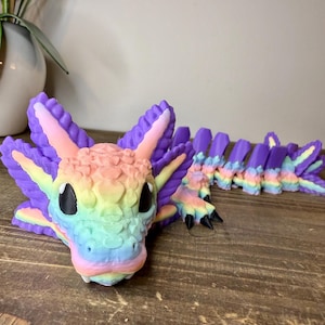 Axolotl Dragon 12in Articulated – Multicolored Flexible Fantasy Creature, Fidget Desk Toy, Unique Gift for Axolotl & Dragon Lovers