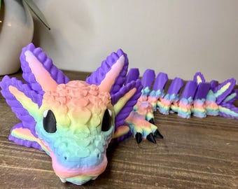 Axolotl Dragon 12in Articulated – Multicolored Flexible Fantasy Creature, Fidget Desk Toy, Unique Gift for Axolotl & Dragon Lovers