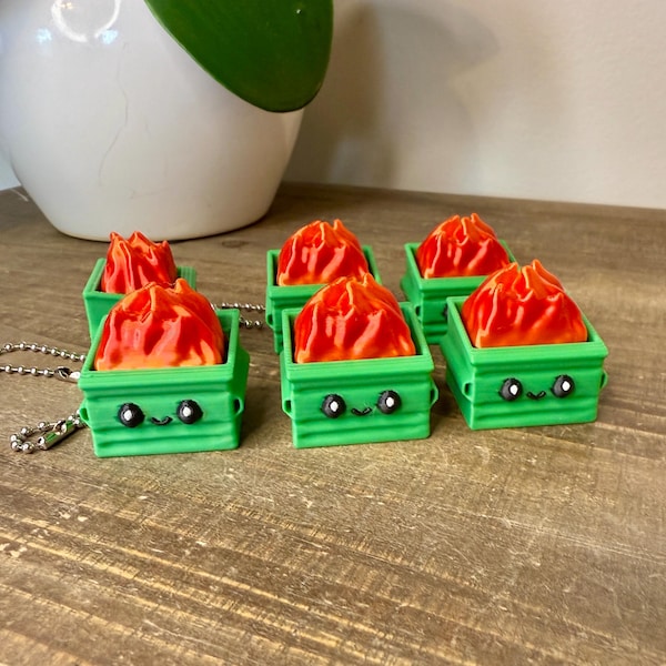 Cute Dumpster Fire Clicker Keychain | Kawaii Fidget Toy | Mechanical Keyboard Switch Sound | Funny Gift for Coworkers or Friends