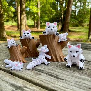 Articulated Arctic Fox | 3D Printed Flexi | Fidget Toy | ADHD Toy | McGybeer Authorized | Sensory | Desk Decoration | Large, Medium, Small