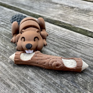 Articulated Beaver Fidget Toy With Log | ADHD Fidget Toy | Perfect for ...