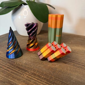 Unique Poop Fidget Toys – Made from 3D Printer Color Change “Purge Poops” – One-of-a-Kind Infinity Spiral or Honeycomb Sensory Toys