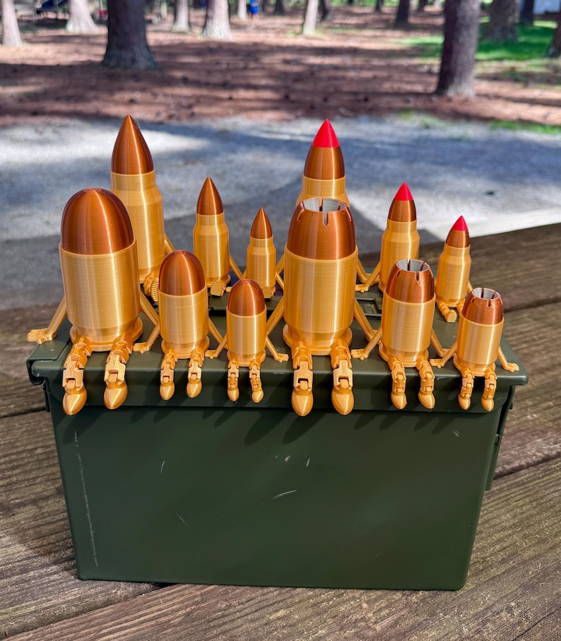 Bullet Buddy – 3D Printed Articulated Bullet Toy | Gun Lover’s Gift | Ammo Box or Safe Decor | Fun Hollow Point, FMJ Styles, Tracer, Rifle | image 1