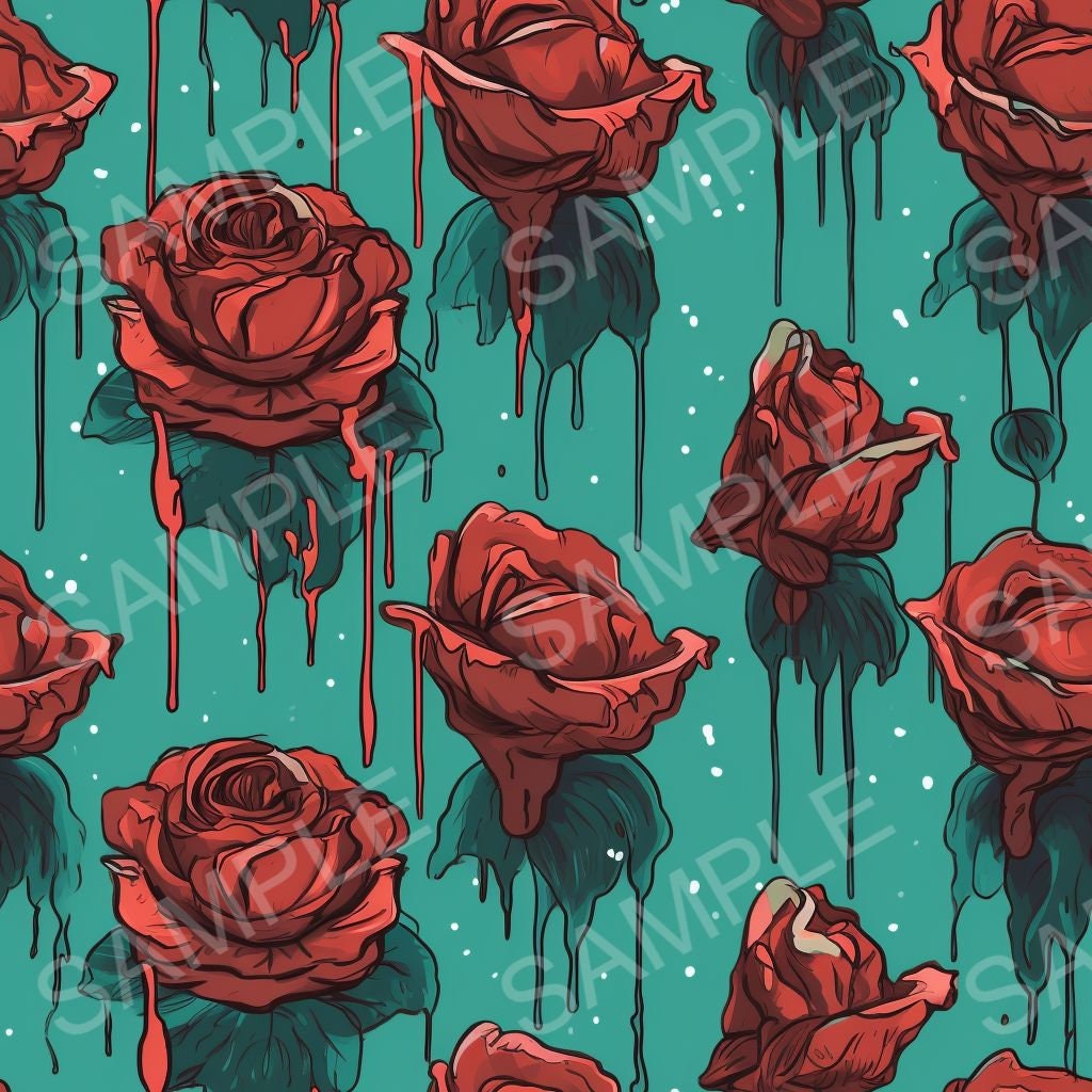Drip Style Roses, Digital Paper Seamless Pattern Pack, Instant ...