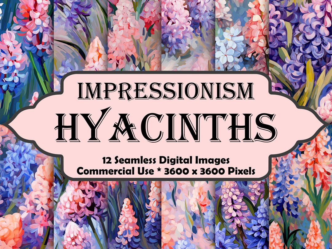 Impressionism Style Hyacinths Digital Paper Seamless Pattern - Etsy